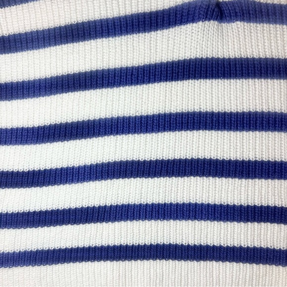 LOFT Striped Blue and White Lace Up Polo Sweater Size Small - Picture 6 of 12